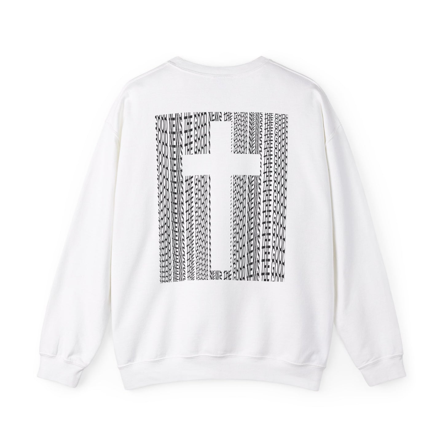 "THE GOOD NEWS" Crewneck Sweatshirt || WHITE / BLACK