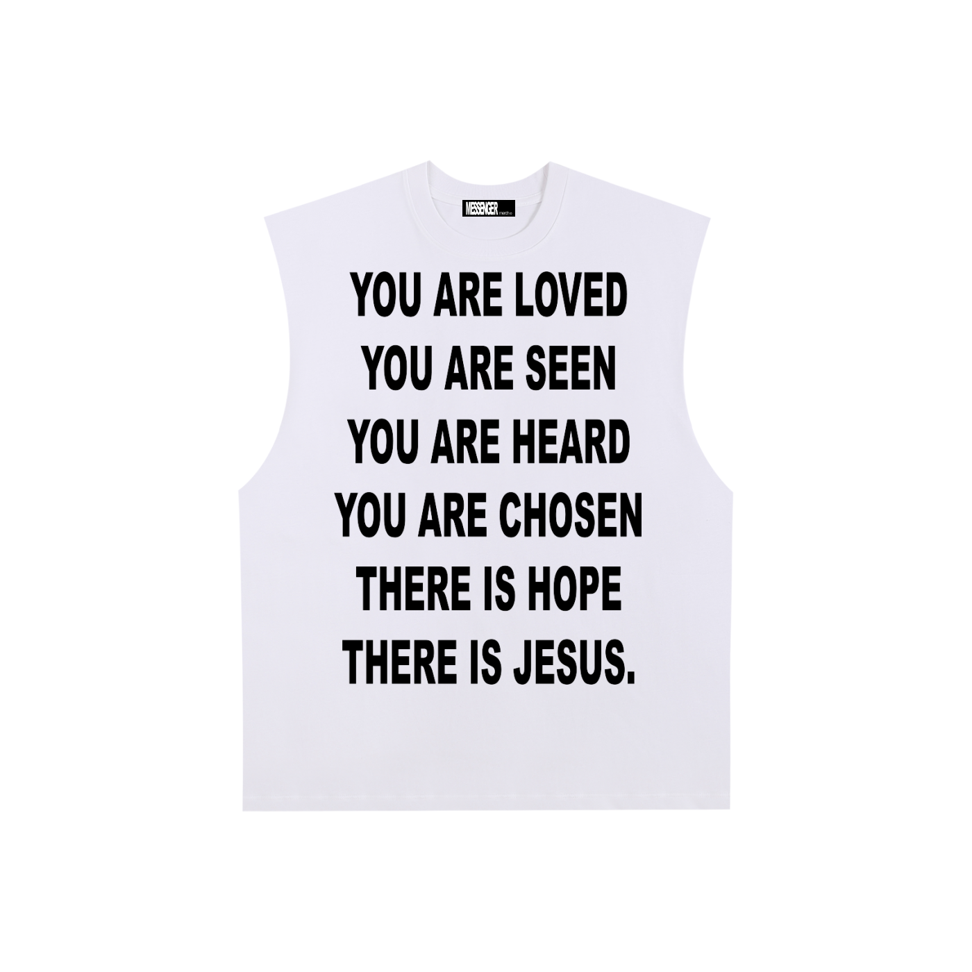 I AM A MESSENGER white tank top