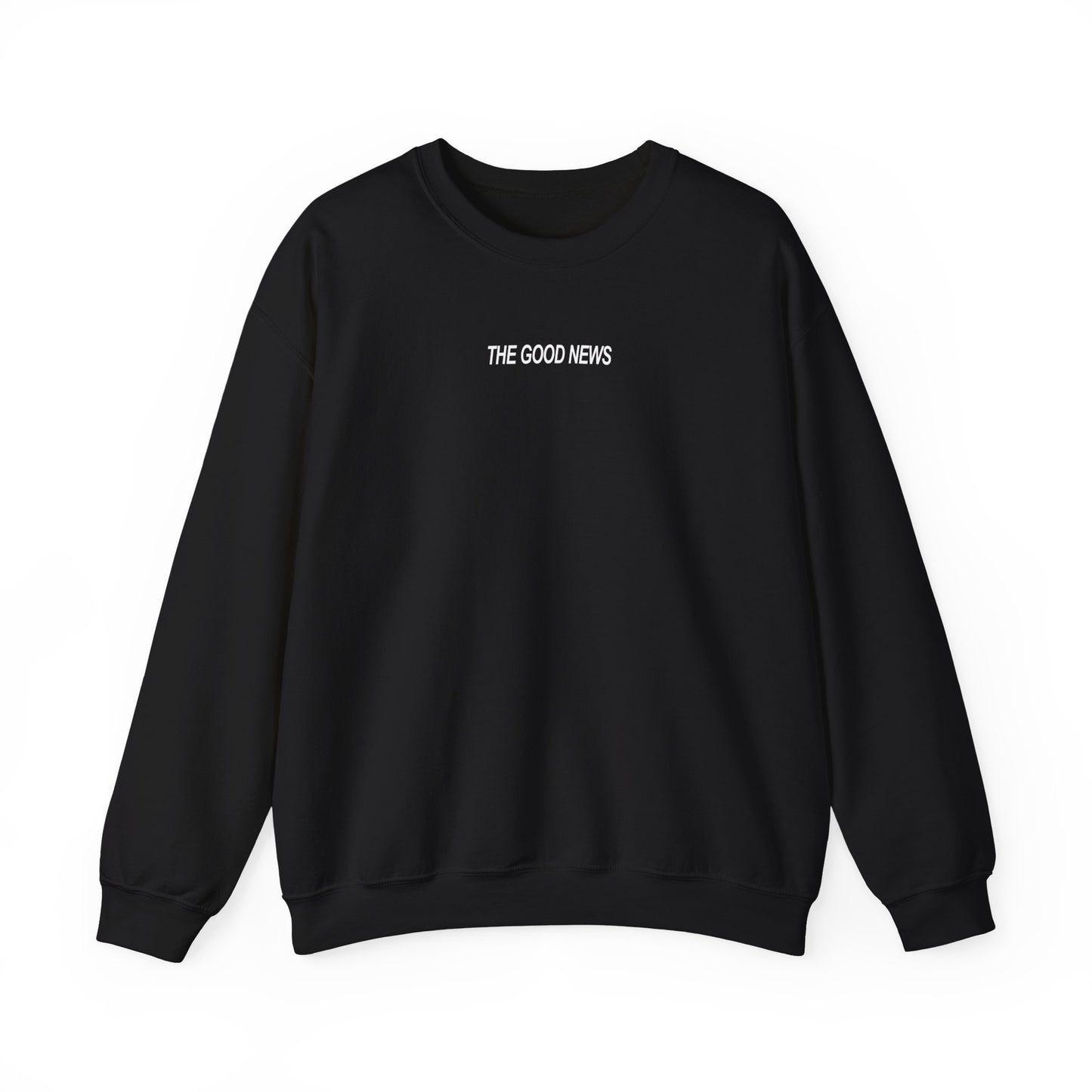 "THE GOOD NEWS" Crewneck Sweatshirt || WHITE / BLACK