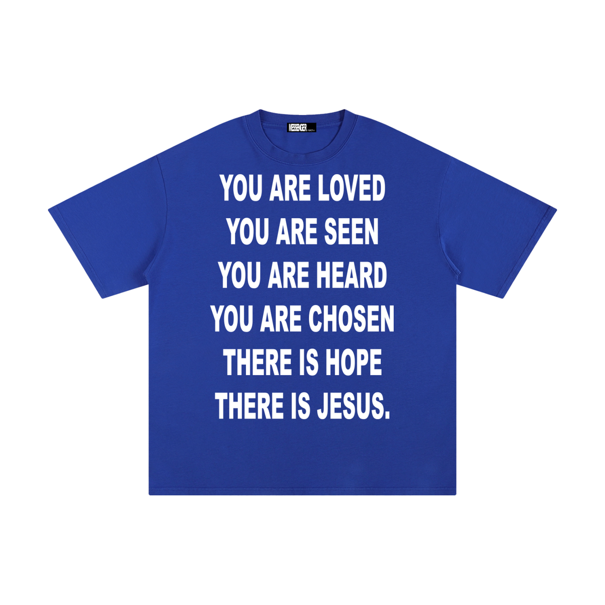 I AM A MESSENGER blue tee
