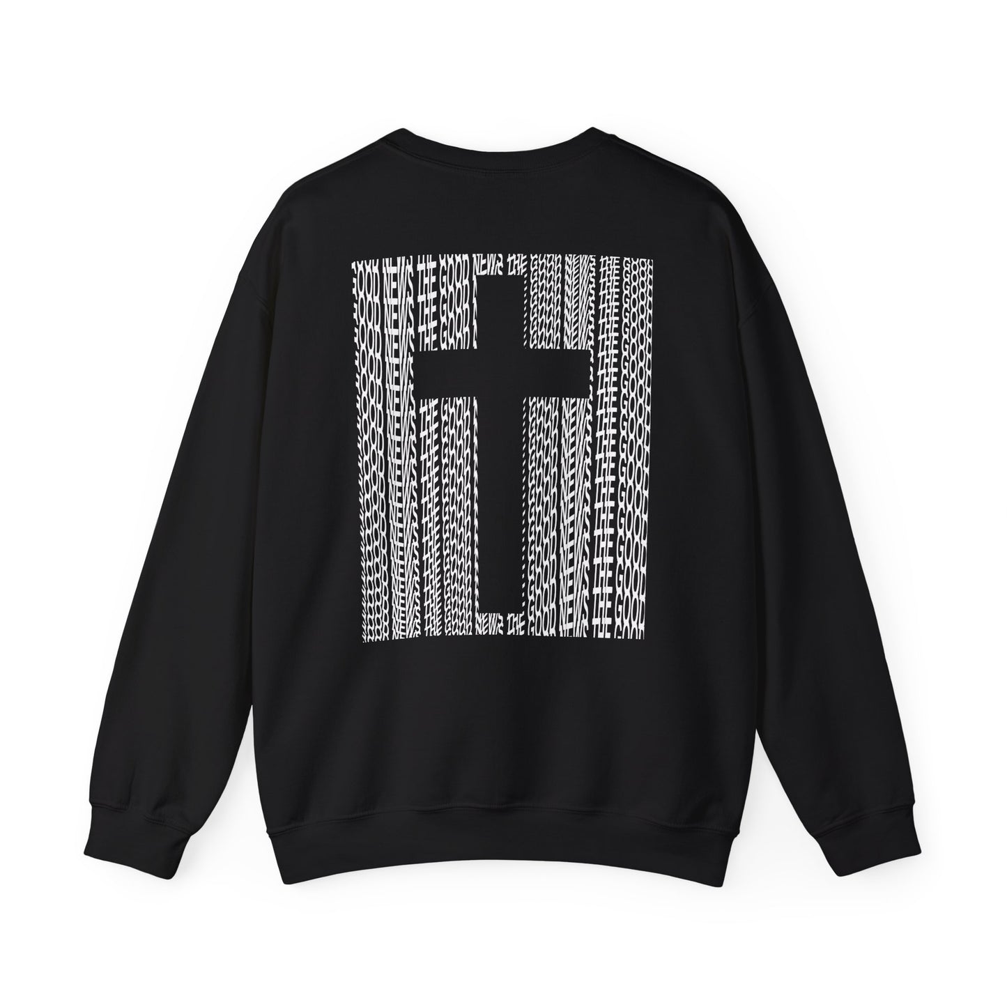 "THE GOOD NEWS" Crewneck Sweatshirt || WHITE / BLACK