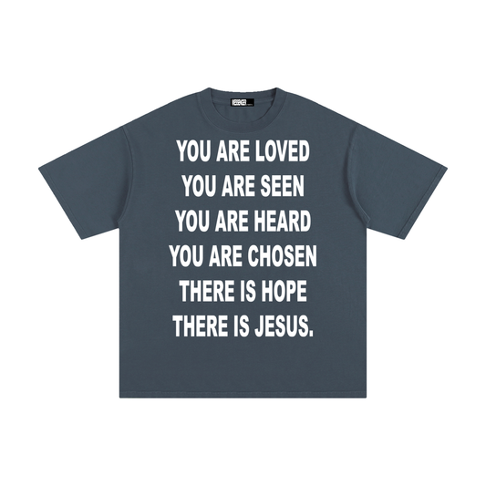 I AM A MESSENGER teal tee
