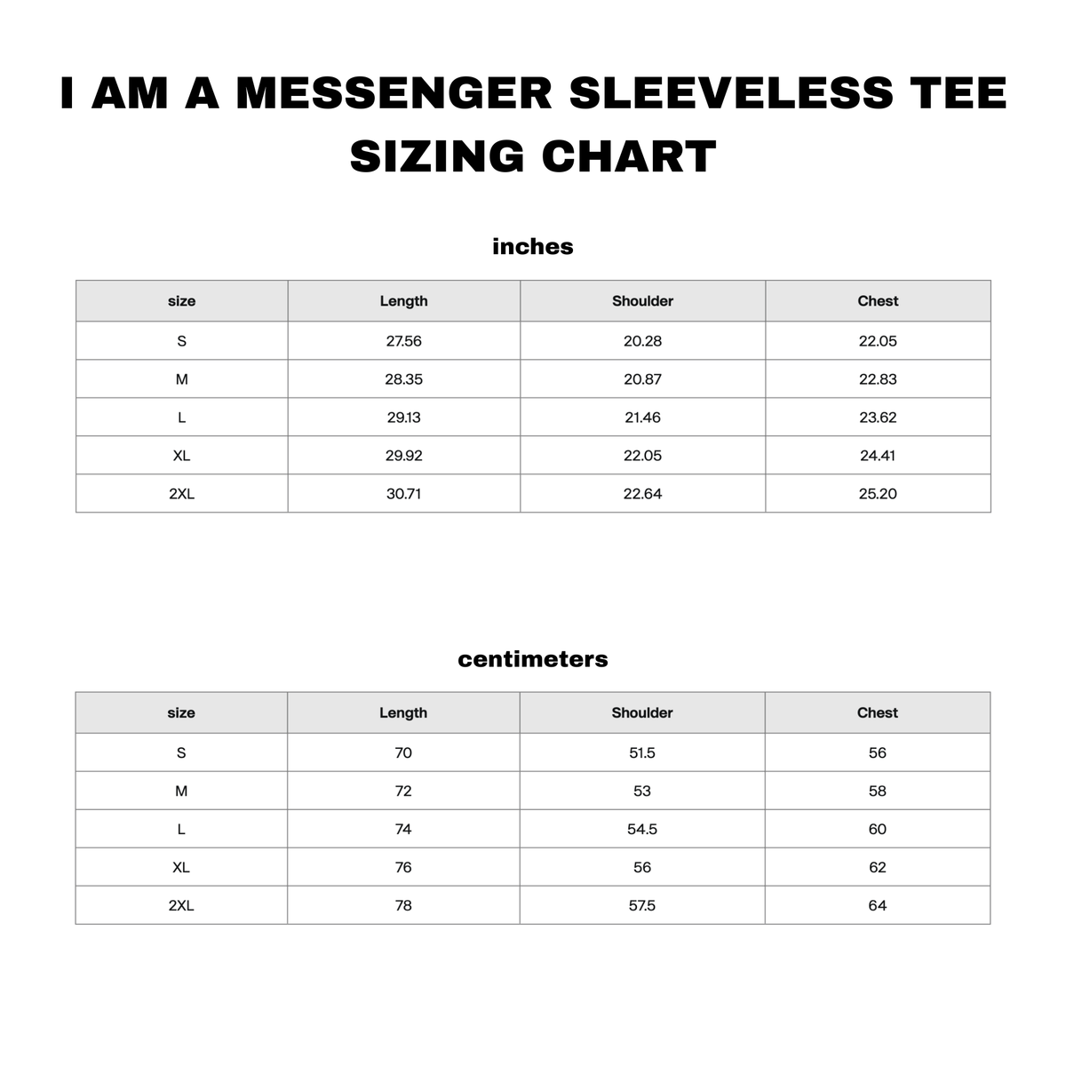 I AM A MESSENGER black sleeveless