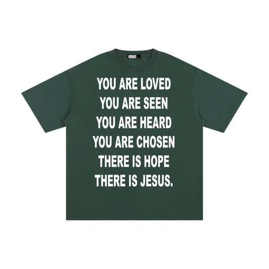 I AM A MESSENGER forest green tee